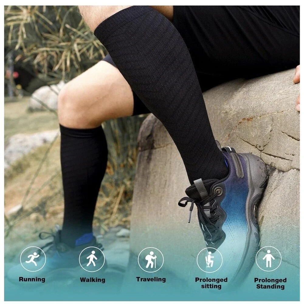 SONORAN 6 Pairs Compression XXL, (6 Pairs) Black With Egyptian Blue